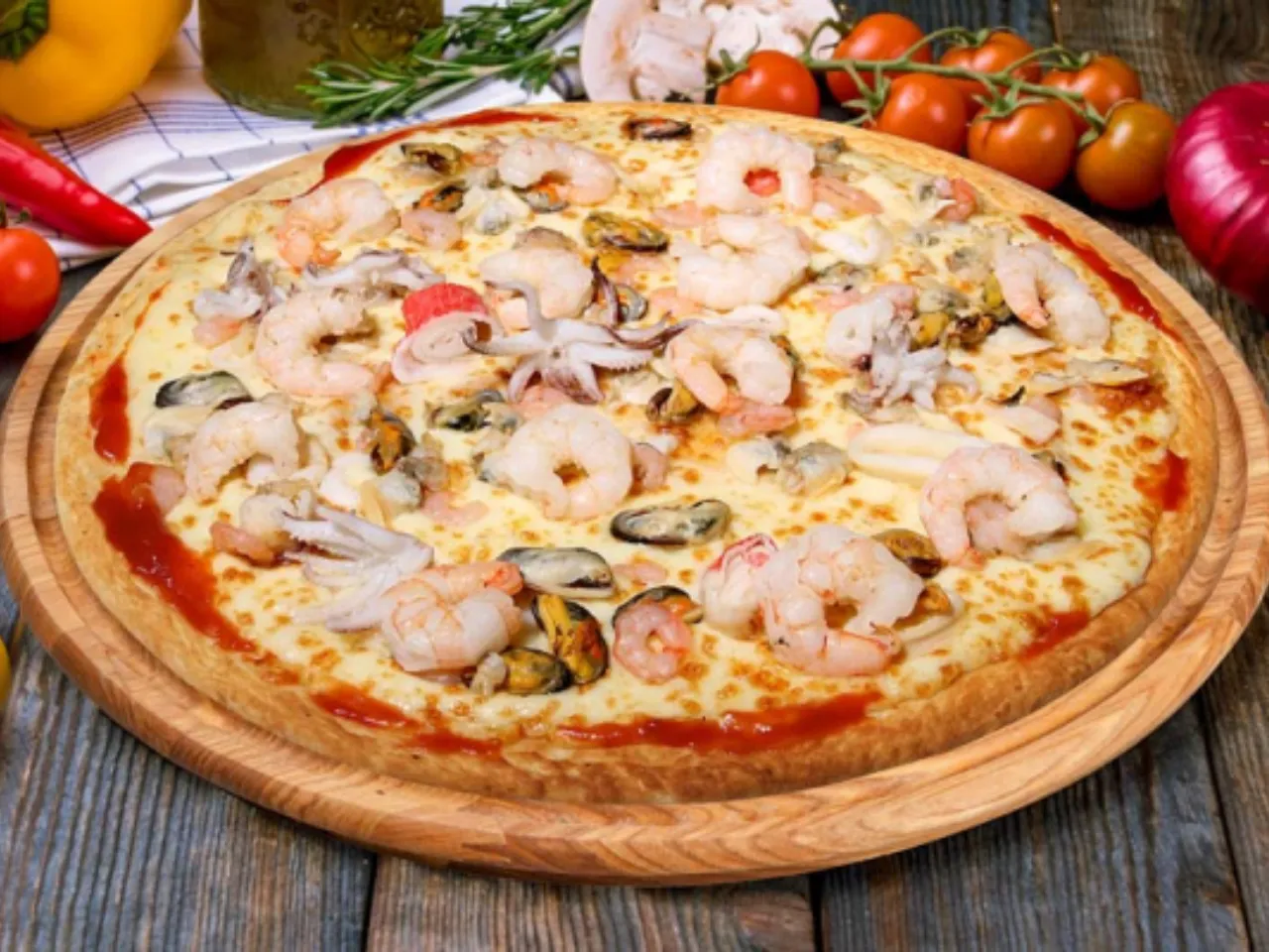 Meeresfrüchte Pizza