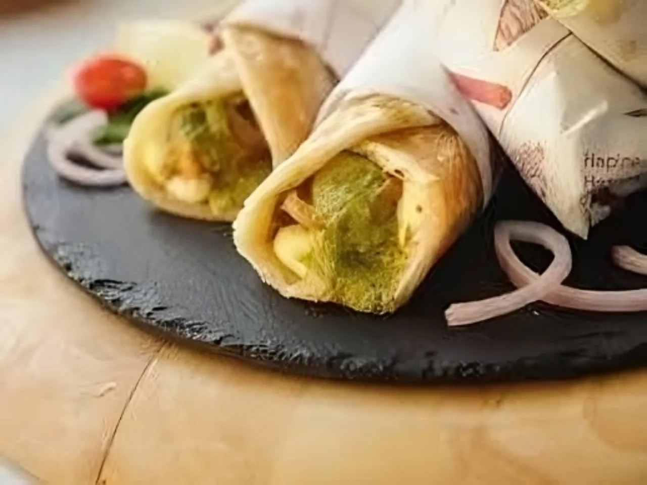 Greenchilli paratha roll