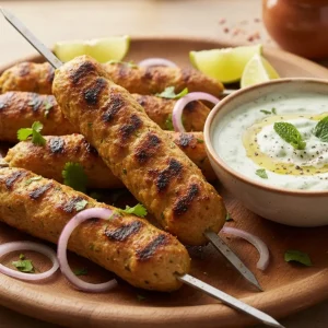 3 Chicken Seekh Kebab mit Minze-Joghurt