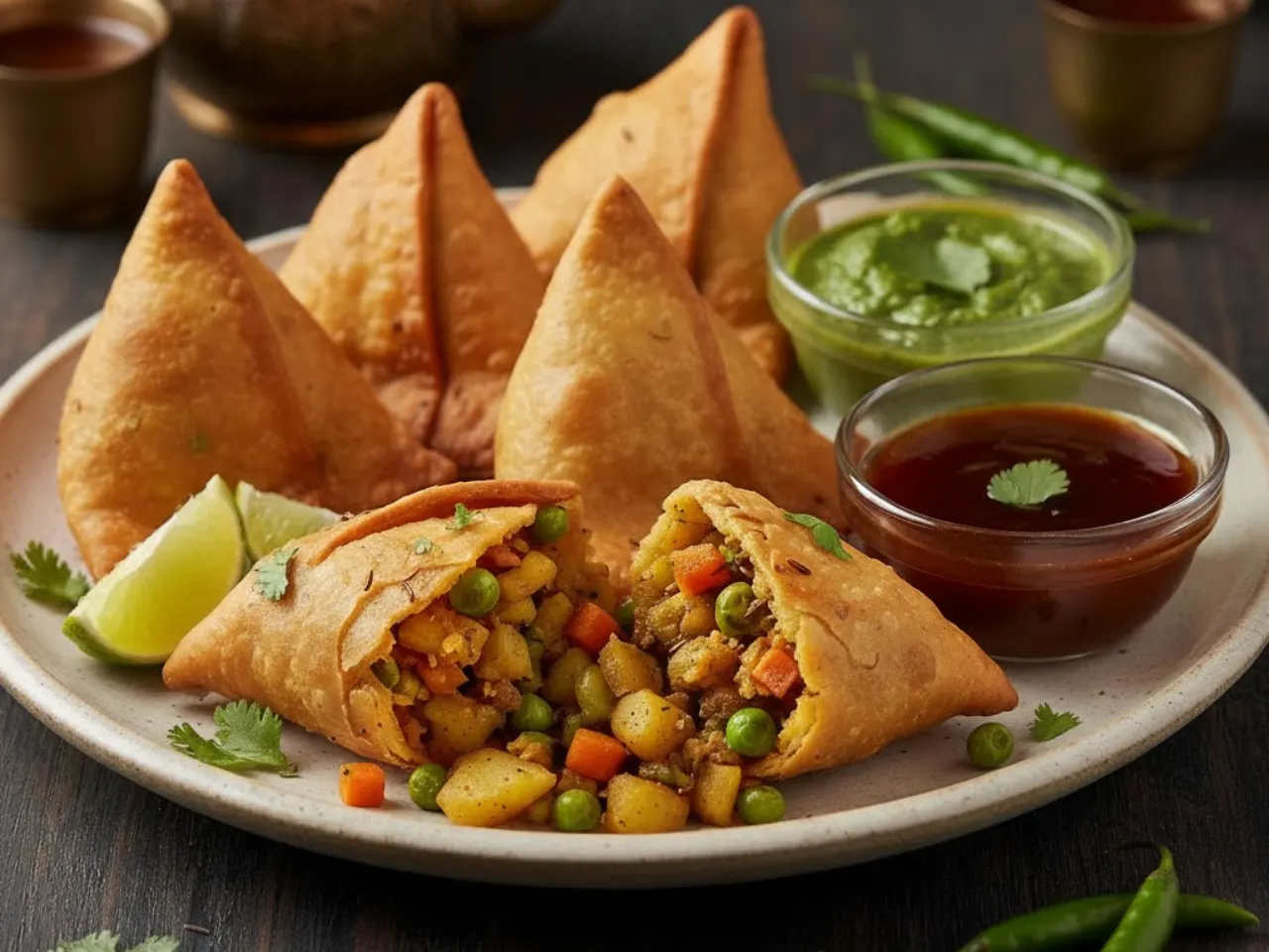 4x Samosas vegetarisch