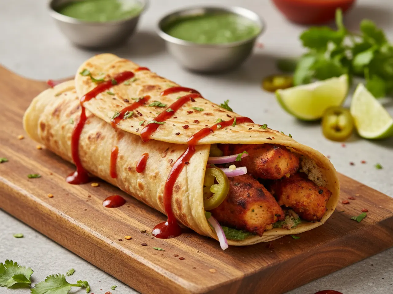 Chili paratha roll