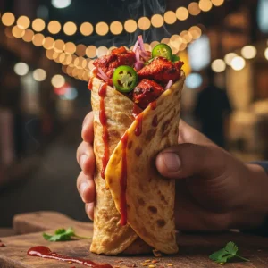 Greenchilli paratha roll