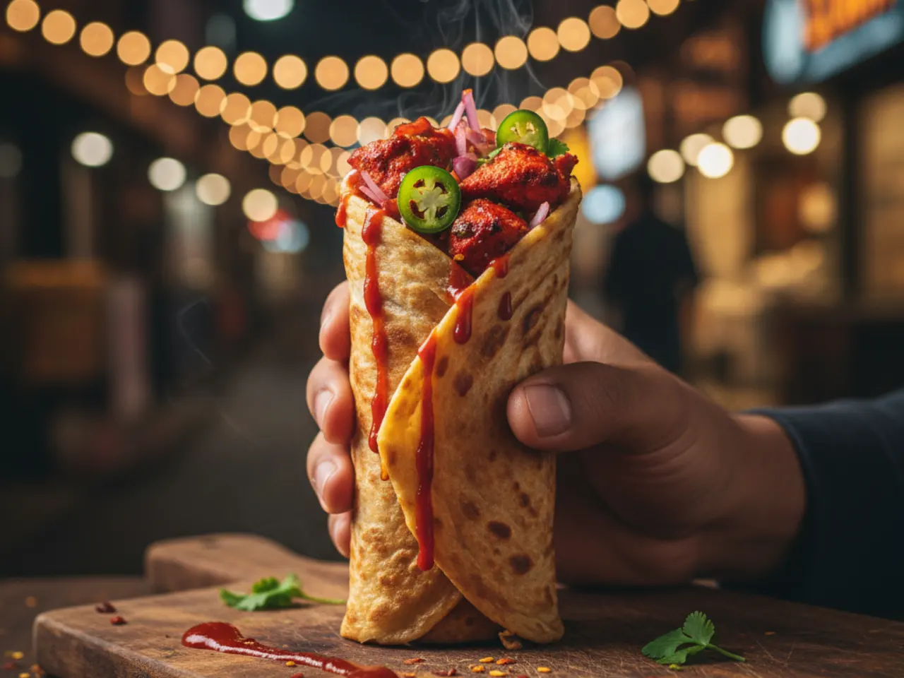 Greenchilli paratha roll