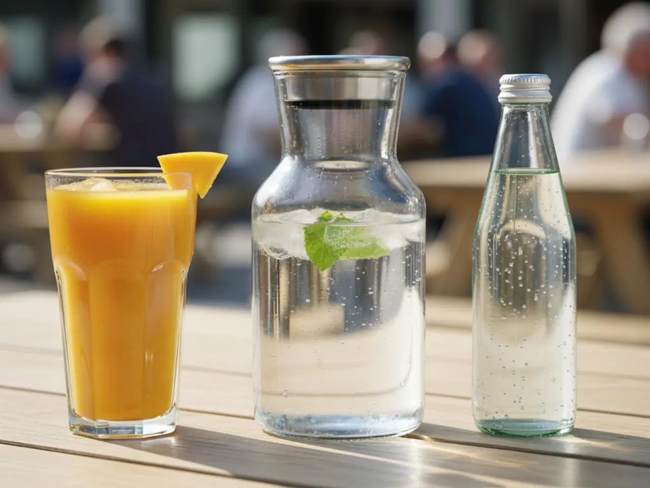 Mango Saft, Wasser, Mineralwasser